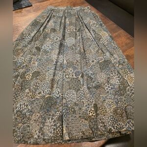 Geiger Tyrol Austria Gray Olive Peacock Pleated Wool Midi Skirt EU 36